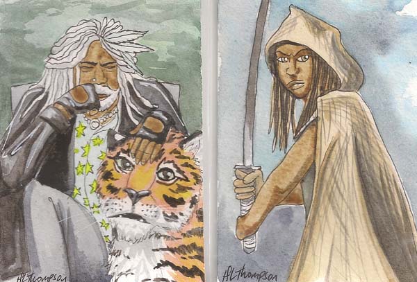 Ezekiel with Shiva, and Michonne from The Walking Dead by IceKat