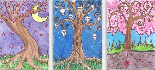 Pink Stars Are Falling; Hanging Tree, Heart Root by IceKat